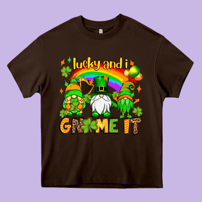 St. Patrick's Lucky And I Gnome It Heavy Core Tee Designed By Oliviacreatesart