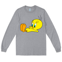Heather Grey tweety bird Long Sleeve Tee - DesigneFamous