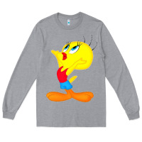 Heather Grey tweety bird Long Sleeve Tee - DesigneFamous