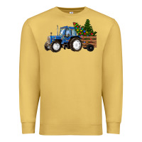 Antique Gold Blue Christmas Tractor Premium Sweatshirt - RanaPortraitStore