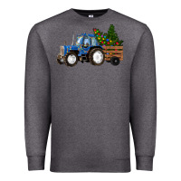 Charcoal Heather Blue Christmas Tractor Premium Sweatshirt - RanaPortraitStore