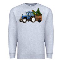 Heather Grey Blue Christmas Tractor Premium Sweatshirt - RanaPortraitStore