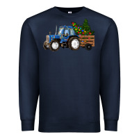 Navy Blue Christmas Tractor Premium Sweatshirt - RanaPortraitStore