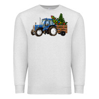Oatmeal Heather Blue Christmas Tractor Premium Sweatshirt - RanaPortraitStore