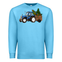 Ocean Blue Blue Christmas Tractor Premium Sweatshirt - RanaPortraitStore