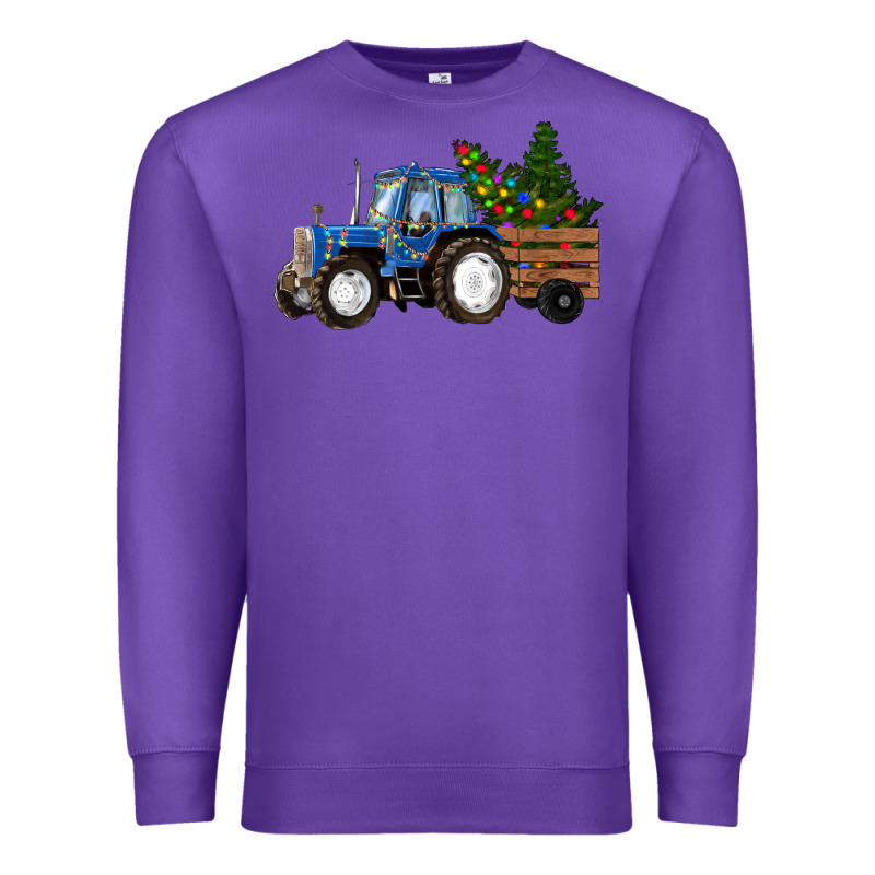 Blue Christmas Tractor Premium Sweatshirt by RanaPortraitStore | Teevron