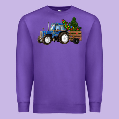 Blue Christmas Tractor Premium Sweatshirt Designed By Ranaportraitstore