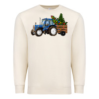 Sandshell Blue Christmas Tractor Premium Sweatshirt - RanaPortraitStore