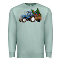 Seafoam Blue Christmas Tractor Premium Sweatshirt - RanaPortraitStore