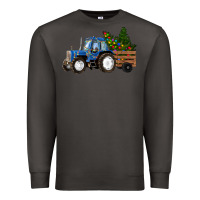 Smoke Blue Christmas Tractor Premium Sweatshirt - RanaPortraitStore