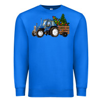 True Royal Blue Christmas Tractor Premium Sweatshirt - RanaPortraitStore