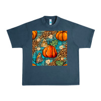 Midnight Navy pumpkin and butterfly seamless pattern Urban Heavy Tee - BundleAndBundleShop