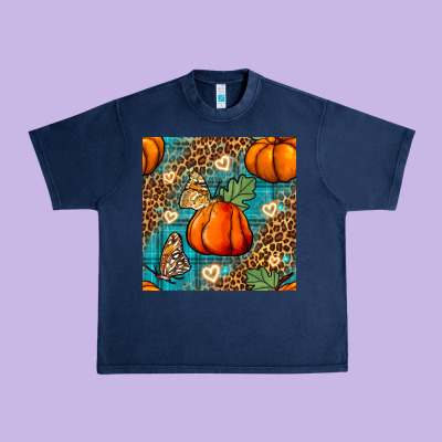 Pumpkin And Butterfly Seamless Pattern Urban Heavy Tee Designed By Bundleandbundleshop