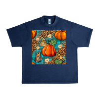 Navy pumpkin and butterfly seamless pattern Urban Heavy Tee - BundleAndBundleShop