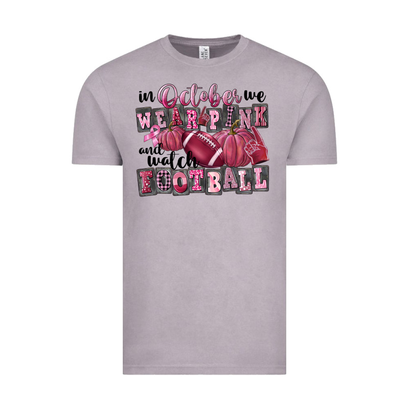 In October We Wear Pink And Watch Football Vintage Tee by FaDigitalArtStudio | Teevron