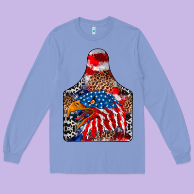America Long Sleeve Tee Designed By Cowhidedigitalart