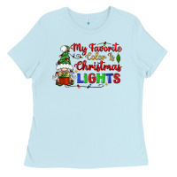 Baby Blue my favorite color is christmas lights Ladies Tee - BundleAndBundleShop