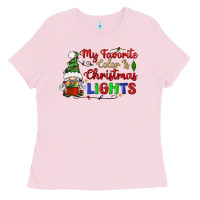 Bubblegum Pink my favorite color is christmas lights Ladies Tee - BundleAndBundleShop