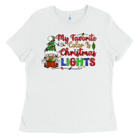 White my favorite color is christmas lights Ladies Tee - BundleAndBundleShop