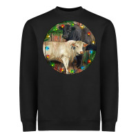 Black Christmas Charolais Bull And Black Angus Bull Heavyweight Sweatshirt - RanaPortraitStore