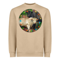 Mushroom Christmas Charolais Bull And Black Angus Bull Heavyweight Sweatshirt - RanaPortraitStore