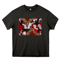Asphalt cowhide buffalo plaid leopad background Heavy Core Tee - CowCowDesign