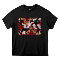Black cowhide buffalo plaid leopad background Heavy Core Tee - CowCowDesign