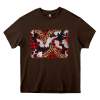 Chocolate Brown cowhide buffalo plaid leopad background Heavy Core Tee - CowCowDesign