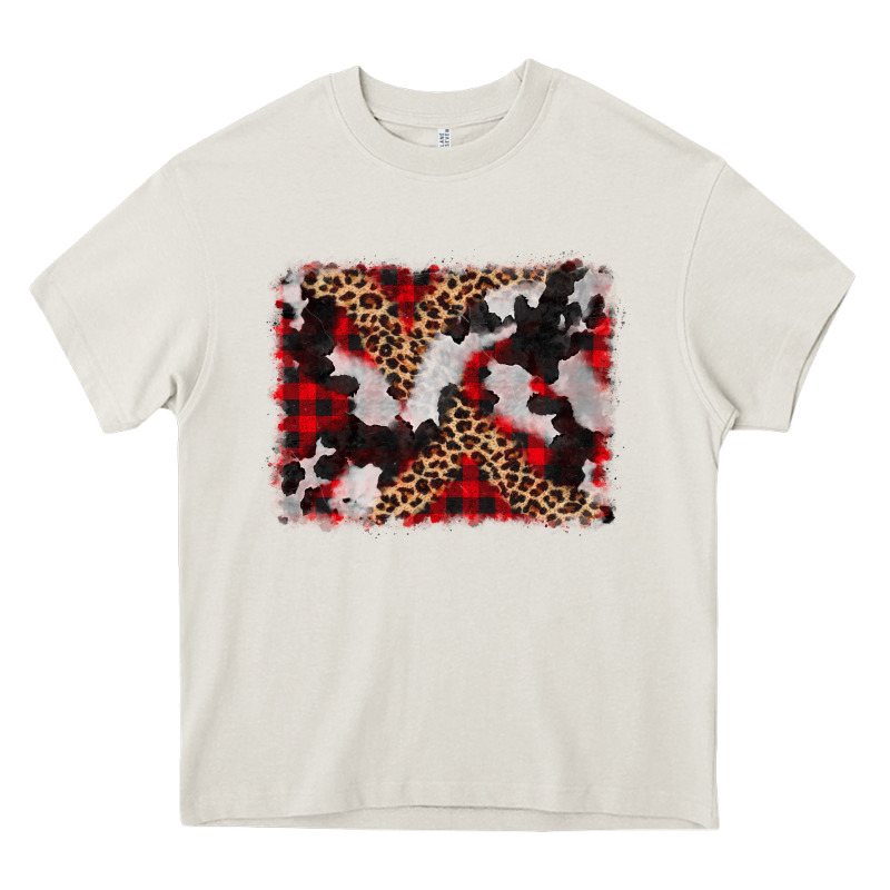 Cowhide Buffalo Plaid Leopad Background Heavy Core Tee by CowCowDesign | Teevron