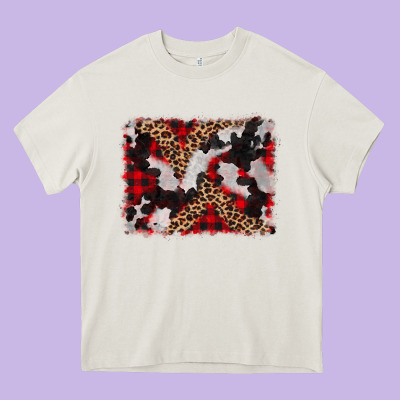 Cowhide Buffalo Plaid Leopad Background Heavy Core Tee Designed By Cowcowdesign