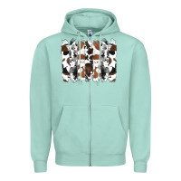 Seafoam cowhide brushstrokes Zipper Hoodie - RanaPortraitStore