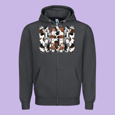 Cowhide Brushstrokes Zipper Hoodie Designed By Ranaportraitstore