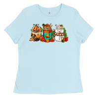 Baby Blue Halloween thanksgiving christmas coffee cups Ladies Tee - FaDigitalArtStudio