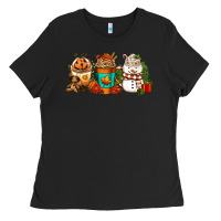 Halloween Thanksgiving Christmas Coffee Cups Ladies Tee | Teevron