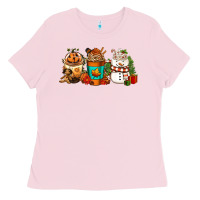 Bubblegum Pink Halloween thanksgiving christmas coffee cups Ladies Tee - FaDigitalArtStudio