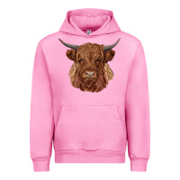 Fuchsia Pink highland cow Urban Hoodie - RanaPortraitStore