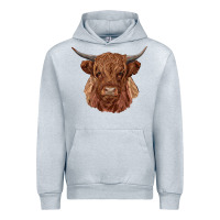 Heather Grey highland cow Urban Hoodie - RanaPortraitStore