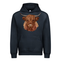 Navy highland cow Urban Hoodie - RanaPortraitStore