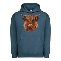 Pigment Midnight Navy highland cow Urban Hoodie - RanaPortraitStore