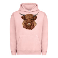Pigment Salmon highland cow Urban Hoodie - RanaPortraitStore