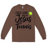 Chestnut this girl runs on jesus and tennis Long Sleeve Tee - DesigneFamous
