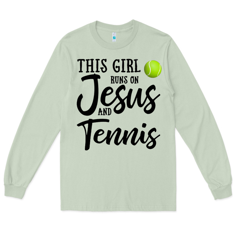 This Girl Runs On Jesus And Tennis Long Sleeve Tee by DesigneFamous | Teevron