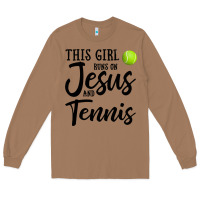 Toasted Coconut this girl runs on jesus and tennis Long Sleeve Tee - DesigneFamous