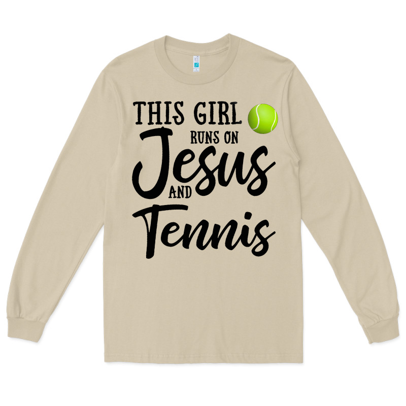 This Girl Runs On Jesus And Tennis Long Sleeve Tee by DesigneFamous | Teevron