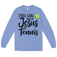 Colony Blue this girl runs on jesus and tennis Long Sleeve Tee - DesigneFamous