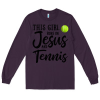 Plum this girl runs on jesus and tennis Long Sleeve Tee - DesigneFamous