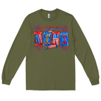 Army Green american mini Long Sleeve Tee - CowhideDigitalArt