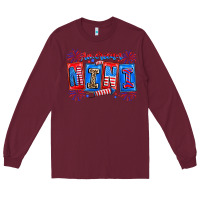 Burgundy american mini Long Sleeve Tee - CowhideDigitalArt