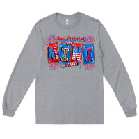 Heather Grey american mini Long Sleeve Tee - CowhideDigitalArt