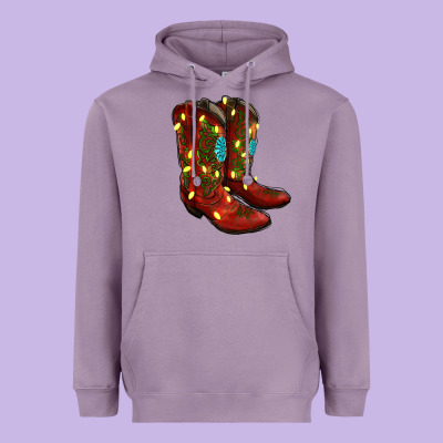 Western Christmas Boots Heavyweight Hoodie Designed By Ranaportraitstore